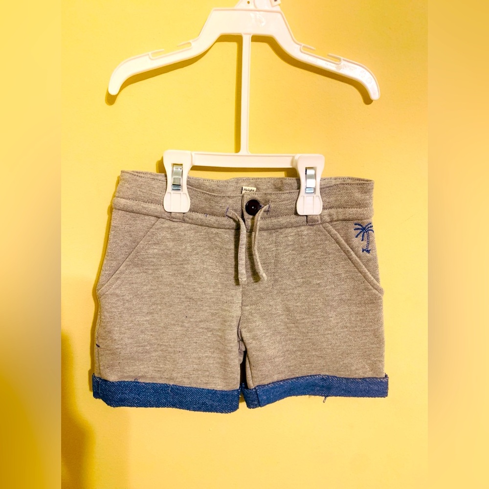 River Island Baby Boys Gray Solid Drawstring Waist Roll Up Chino Shorts